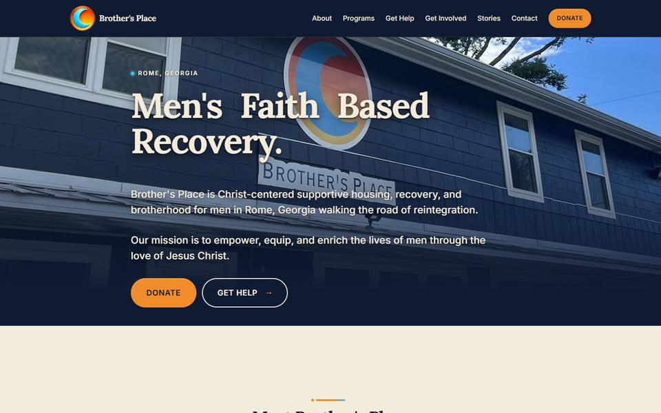 Home page of Brother's Place, brothersplace.org