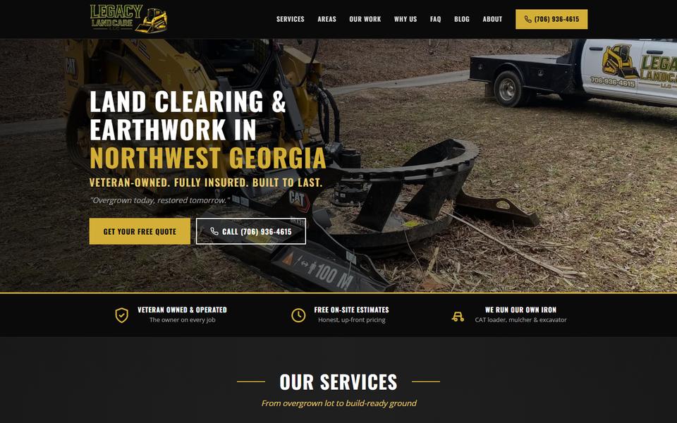 Home page of Legacy Land Care, legacy-landcare.com
