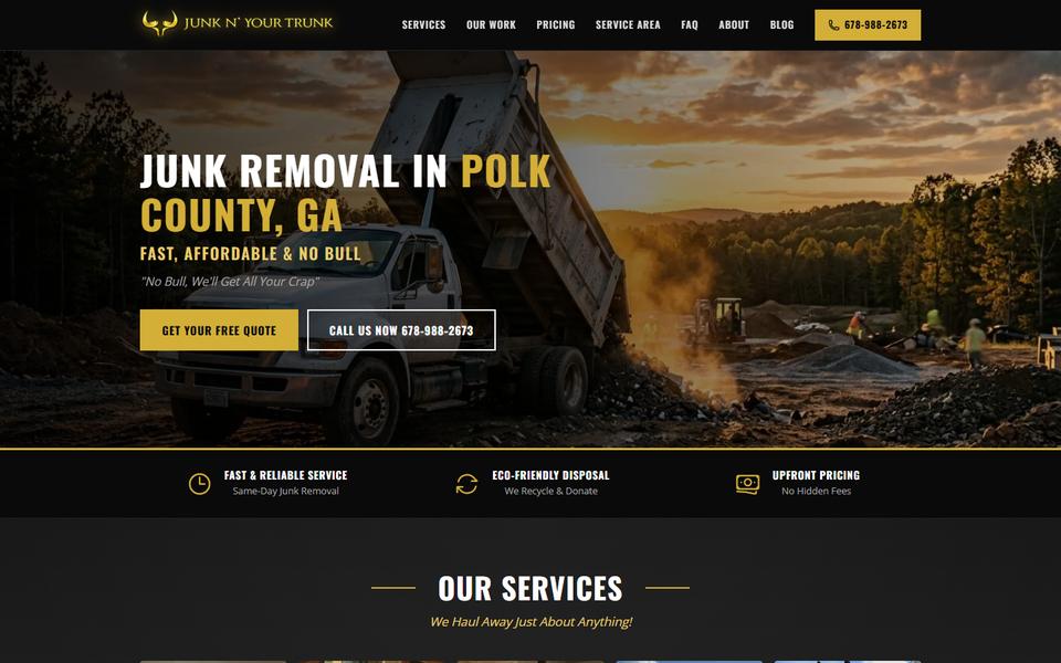 Home page of Junk N' Your Trunk, nwgajunkremoval.com