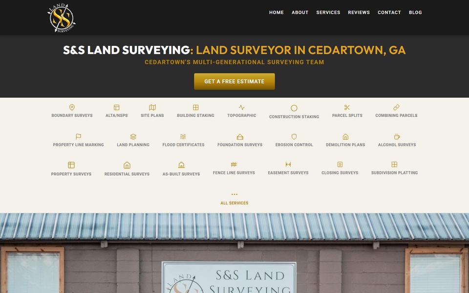 Home page of S&S Land Surveying, sandslandsurveying.com