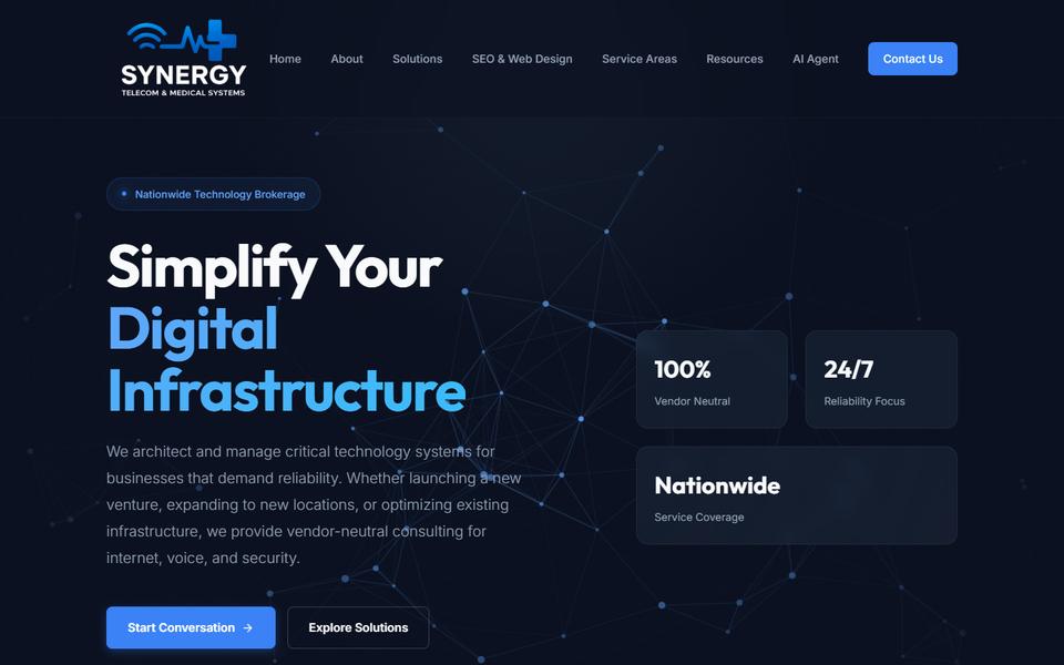 Home page of Synergy Telecom, synergytelecom.org